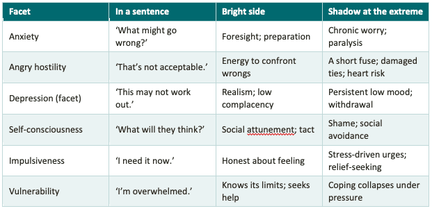 Facets of Neuroticism
